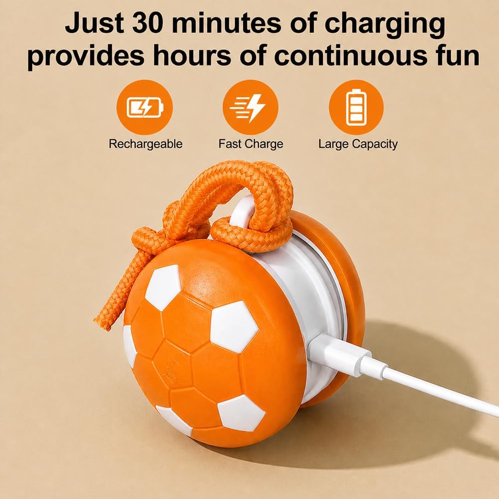 Interactive Squeaky Dog Ball Toy with Rope, Durable Football Design Pet Chew Toy for Fetch and Tug Play, Small & Medium Dogs