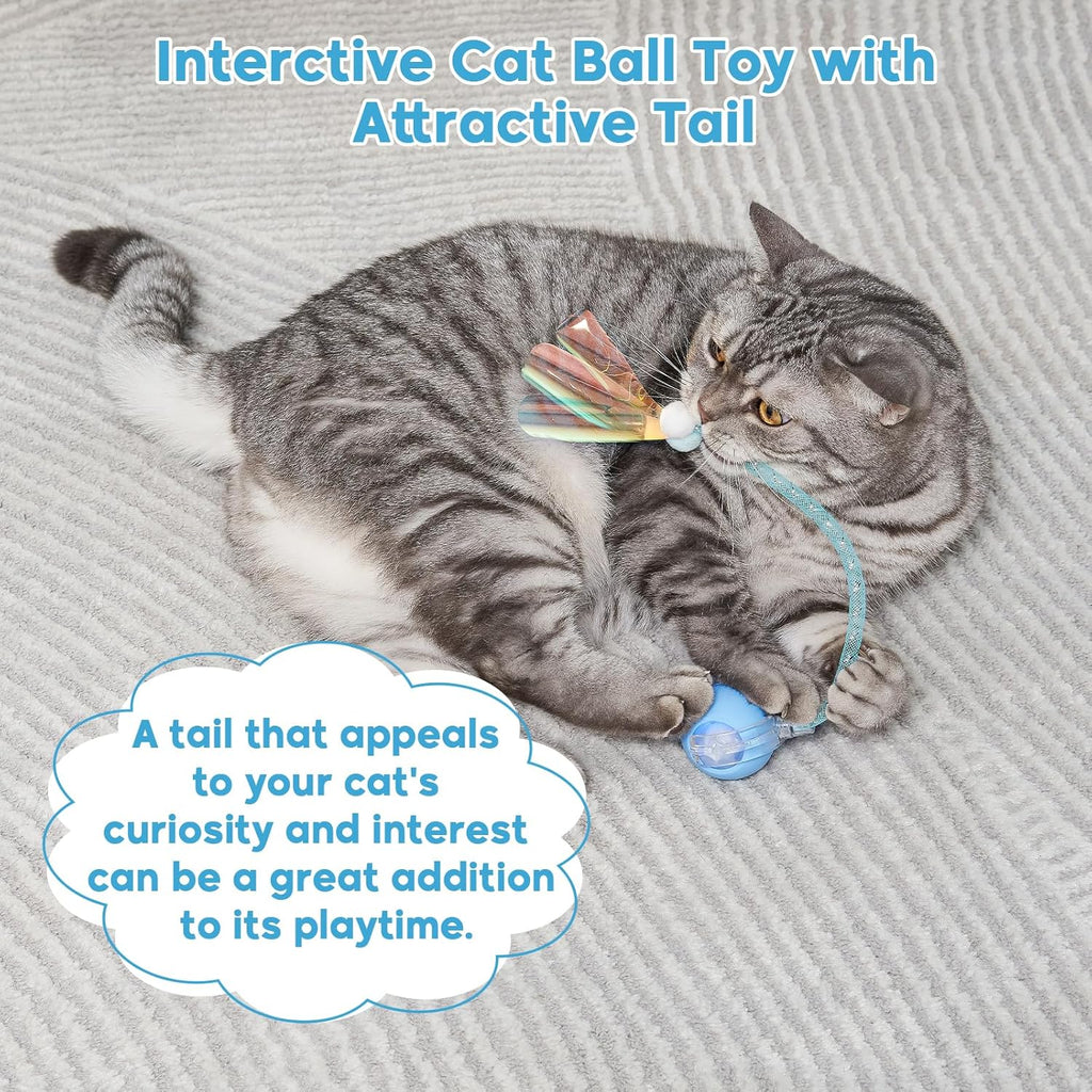 Interactive Cat & Dog Feather Ball Toy with Rolling Bell – Durable Pet Teaser Wand Toy for Cats and Puppies
