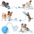 Interactive Cat & Dog Feather Ball Toy with Rolling Bell – Durable Pet Teaser Wand Toy for Cats and Puppies